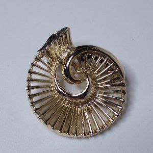 Vintage Metal Nautilus Shell Brooch